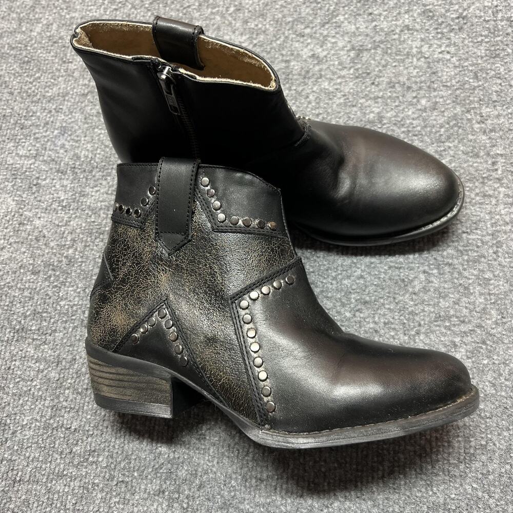 Circle G By Corral Ladies Ankle Black Star Inlay Studs Ankle Boots Size 7.5
